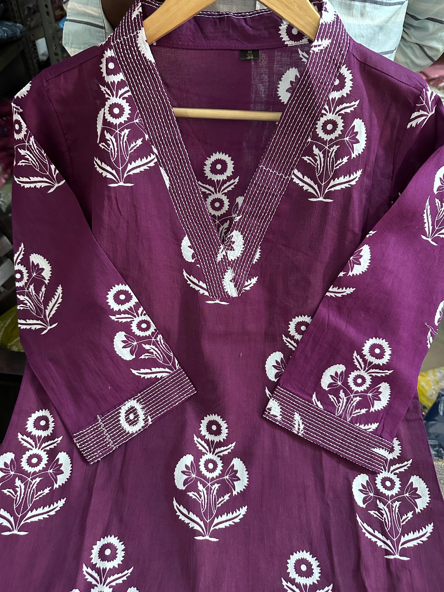 Dark Purple Designer Azrak Print Cotton Suit