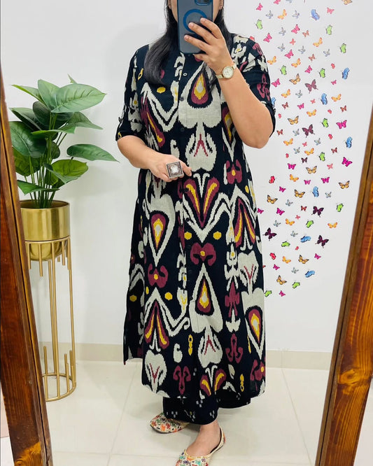 Pure Cotton Printed Kurta and Pant Set (Multicolor)