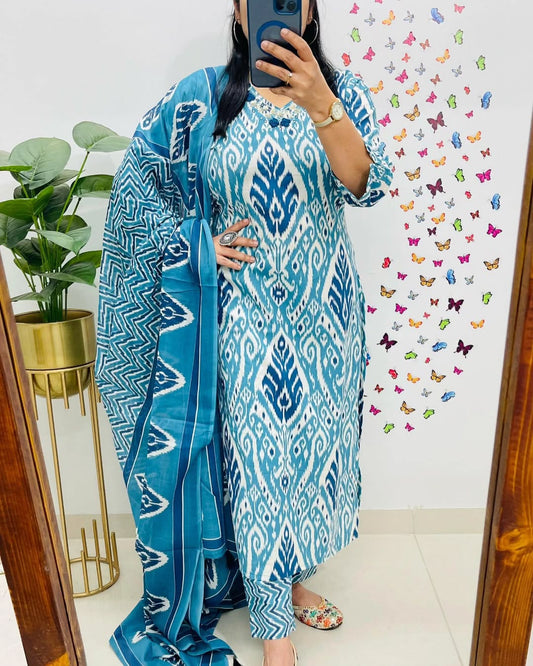 Blue Kurta Set With Dupatta Set For Women