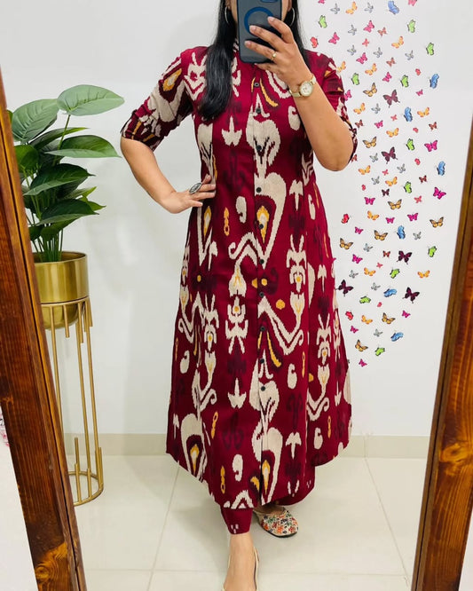 Pure Cotton Printed Kurta and Pant Set (Multicolor)